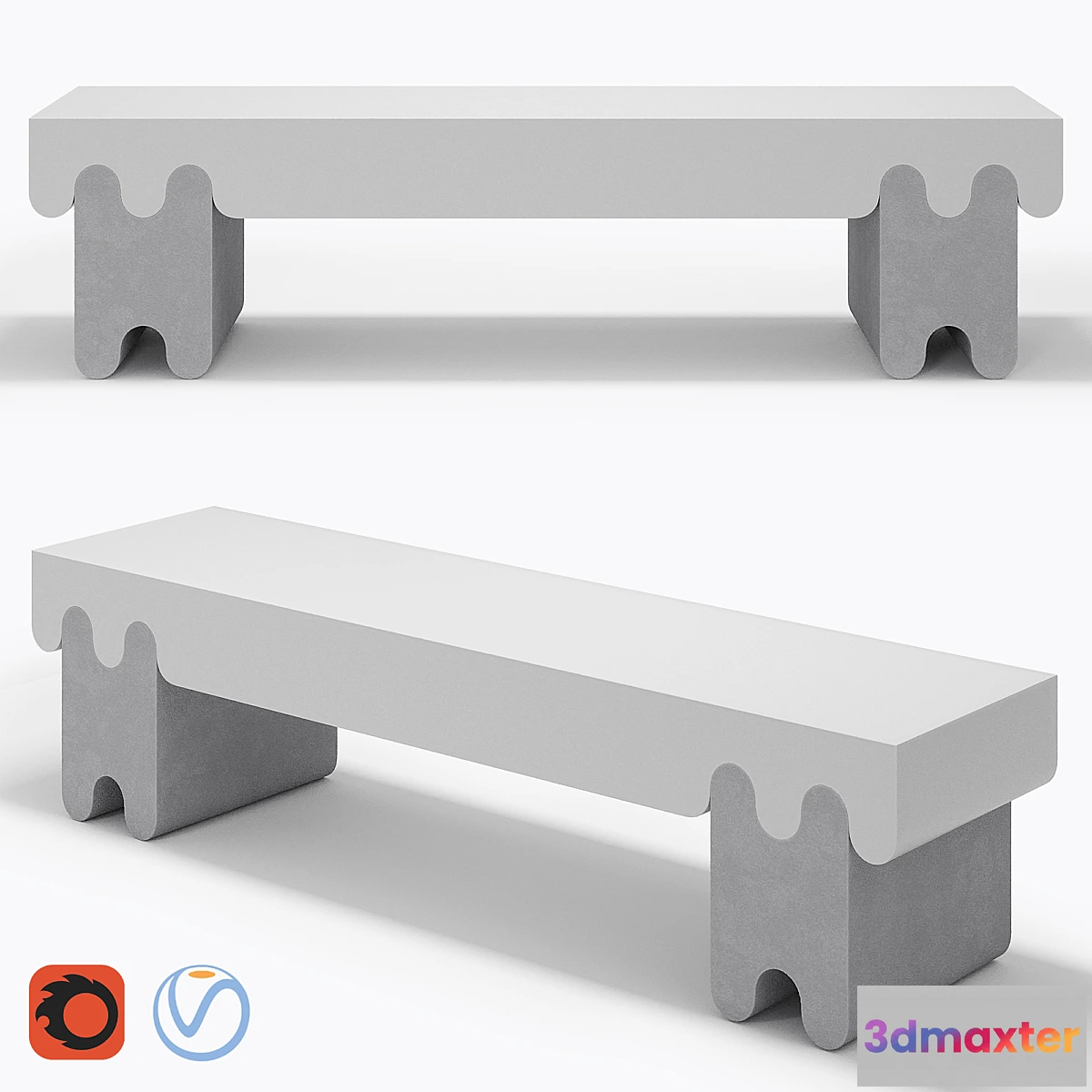 602729 - Ossicle Gray Leather Bench №2