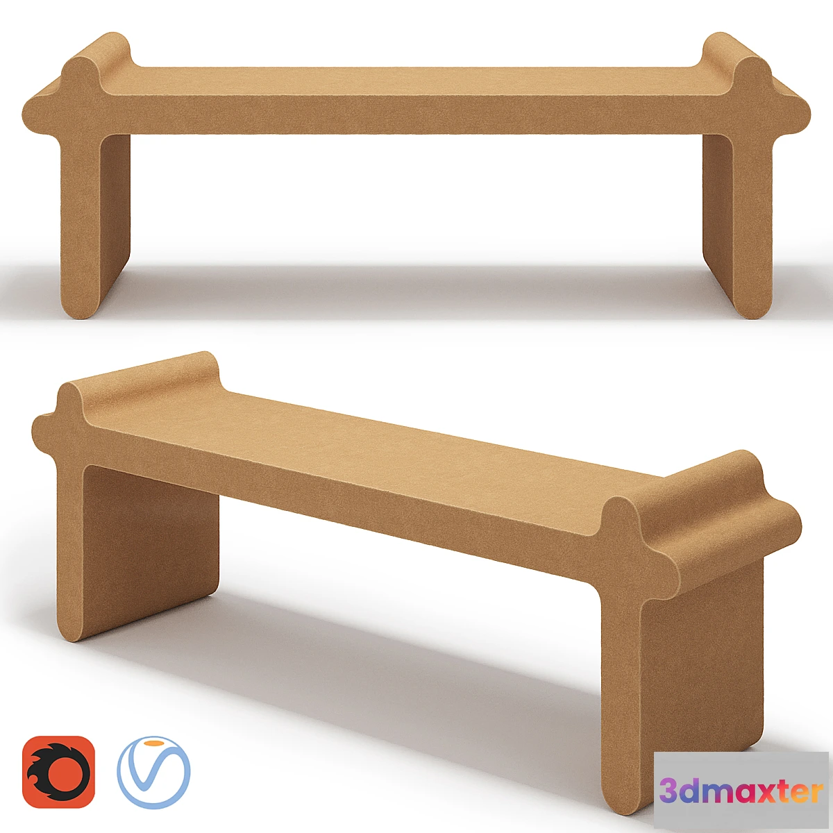 602731 - Ossicle Brown Leather Bench # 1