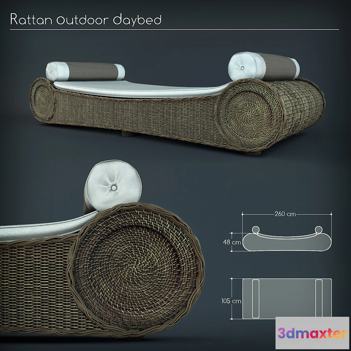 636167 - RATTAN OUTDOOR DAYBED