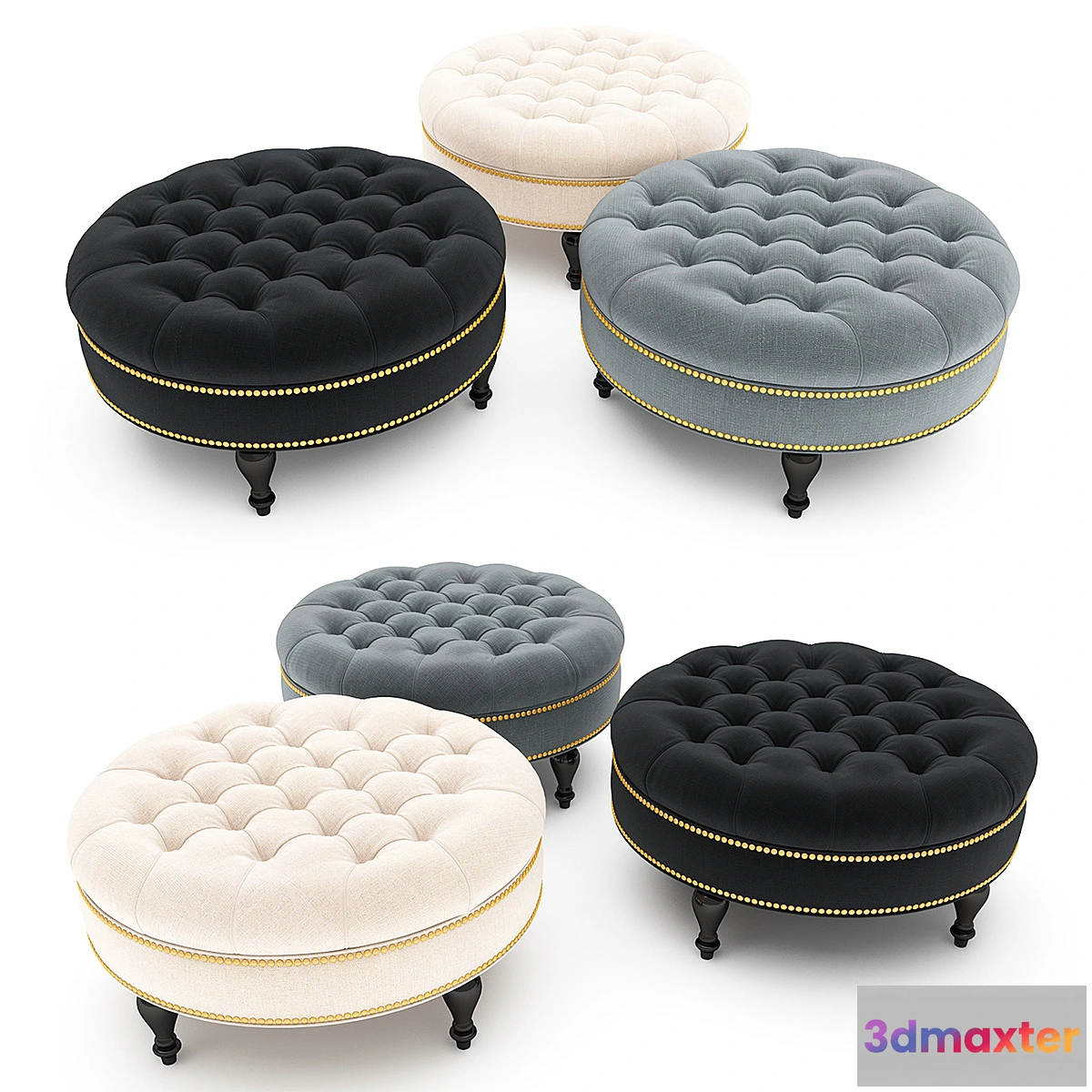 636989 - Palfrey Linen Modern Tufted Ottoman