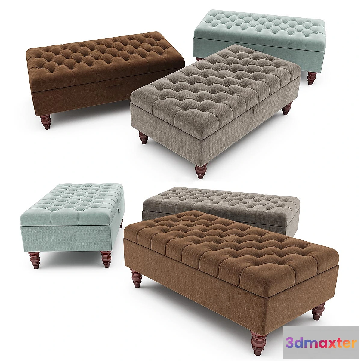 638409 - Tiffany Linen Footstool ottoman