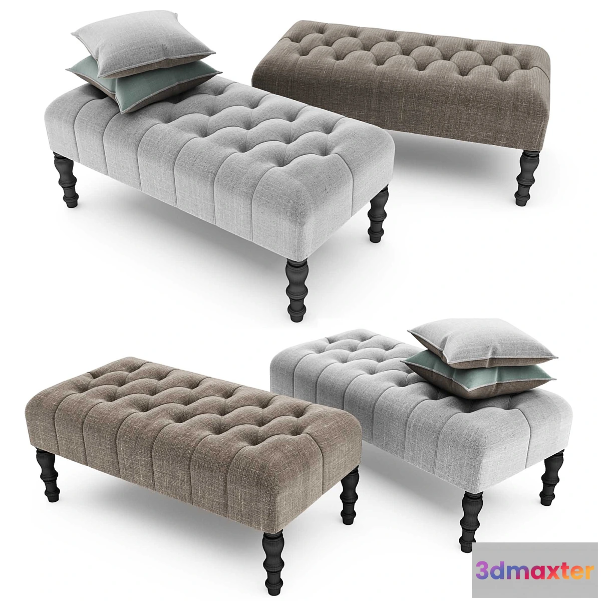 638411 - Footstool Upholstered with buttons