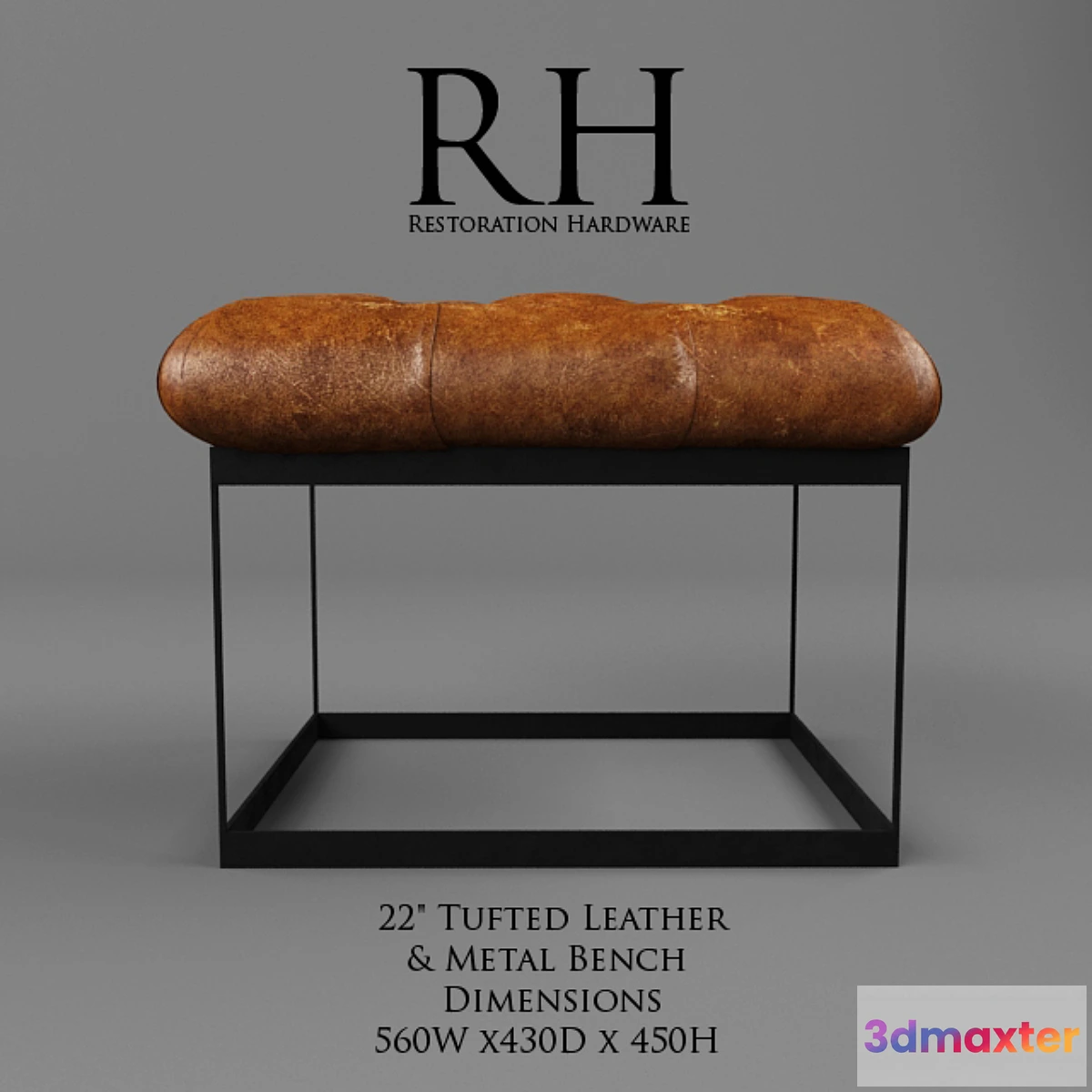 647575 - Restoration Hardware _ 22 “Tufted Leather & Metal Bench