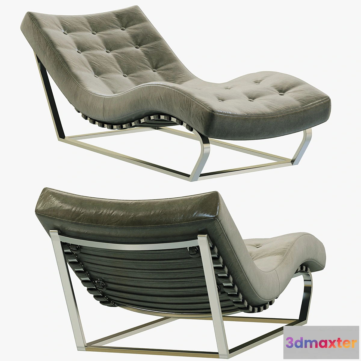 650673 - RH Modern Heath Box Leather Chaise