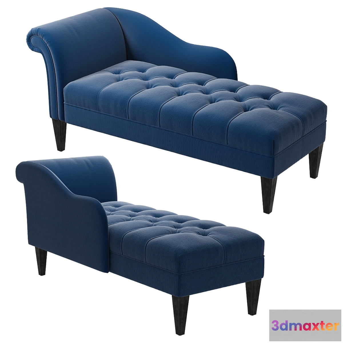 664809 - Harrison Tufted Chaise Lounge Midnight Blue