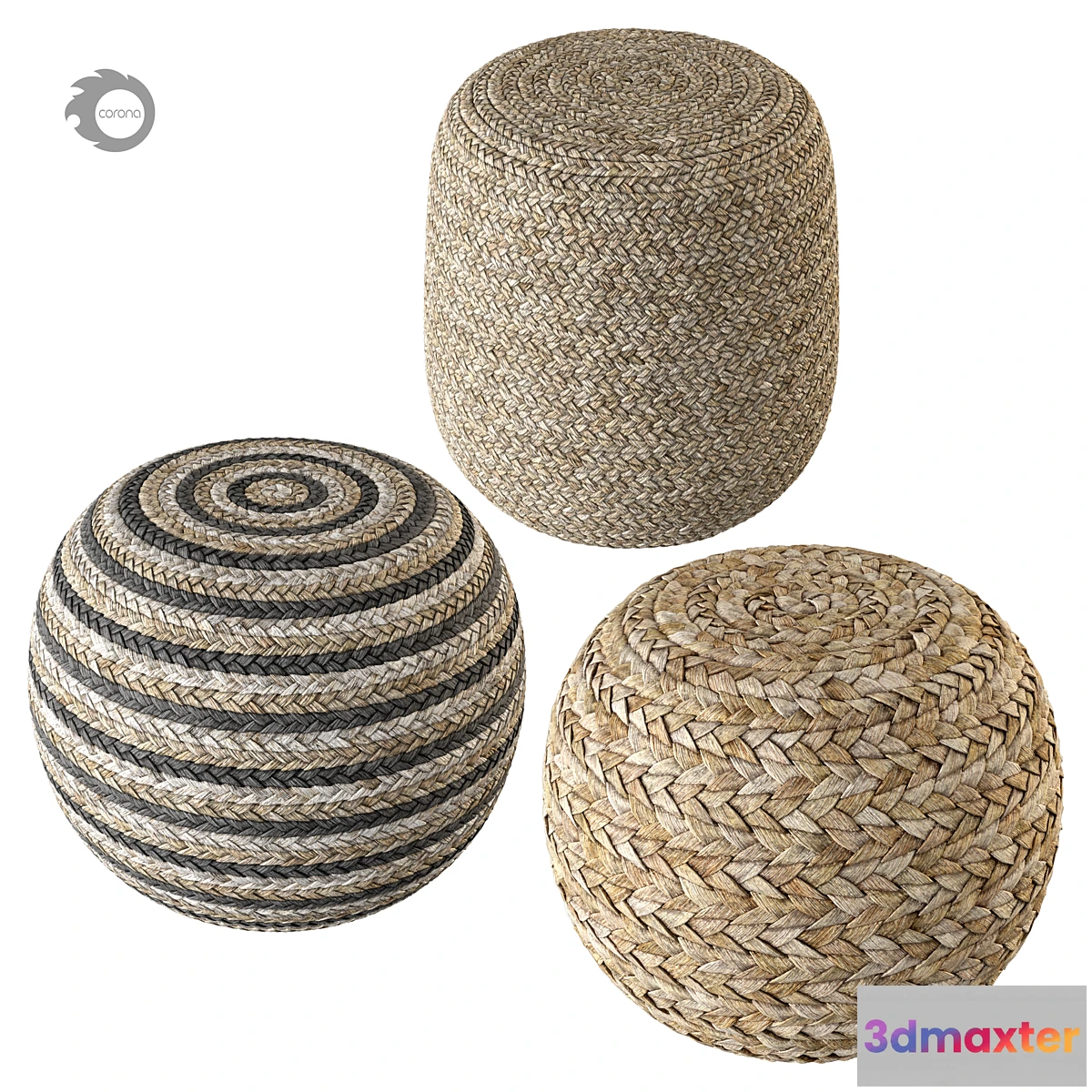 677211 - Set of three poufs