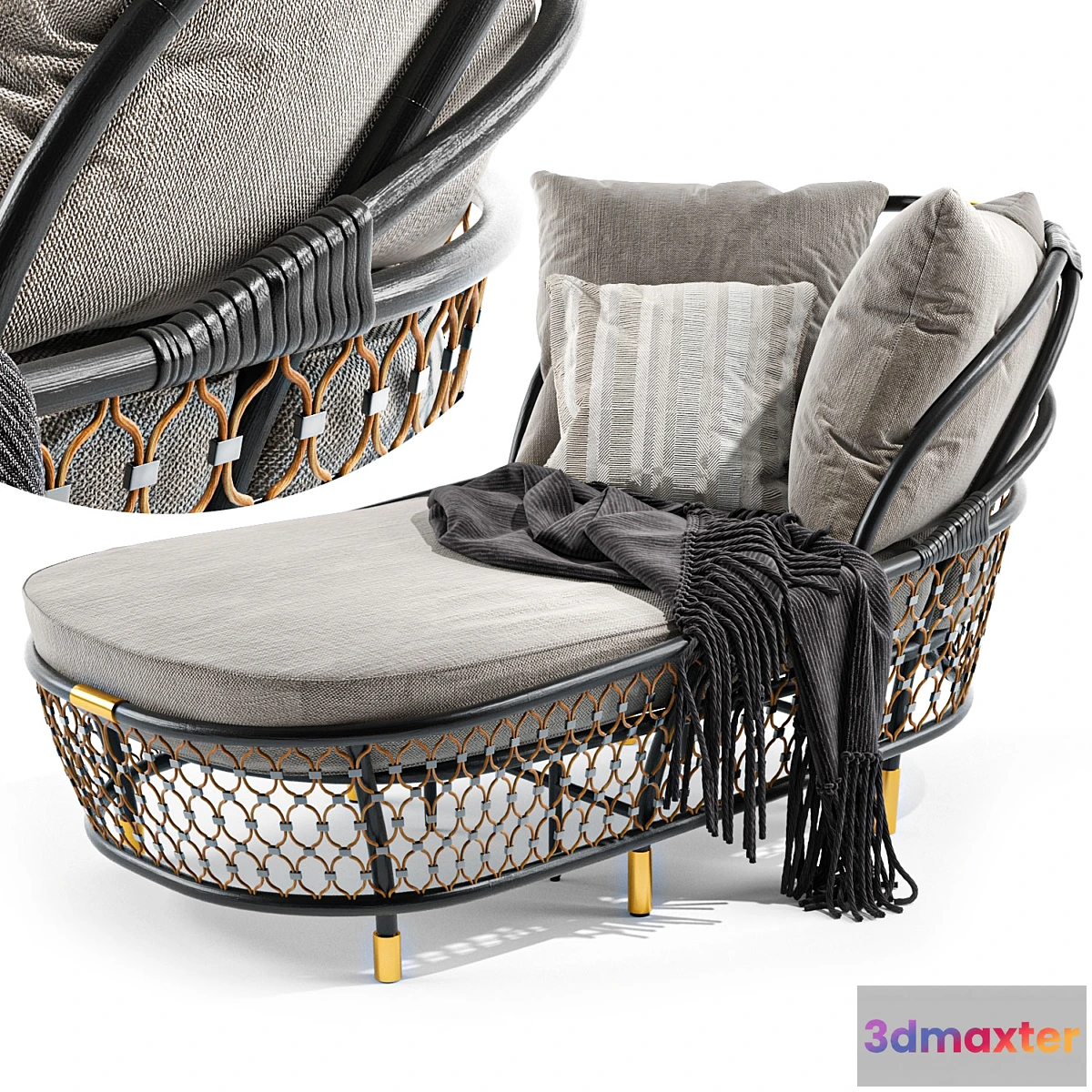 677343 - Rattan sun lounger By visionnaire