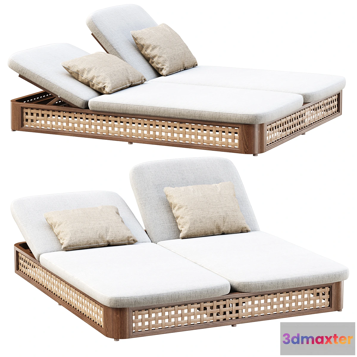 677403 - Sofia Rattan Double Chaise Lounge _ Chaise Lounger