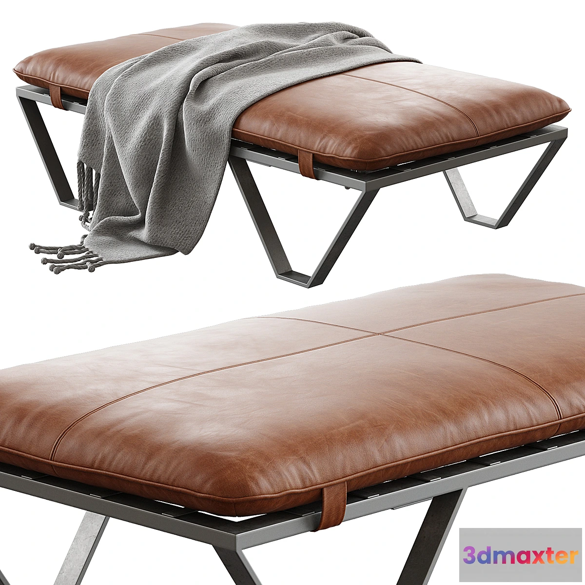 735057 - Darrow Tan Leather Ottoman - No.2