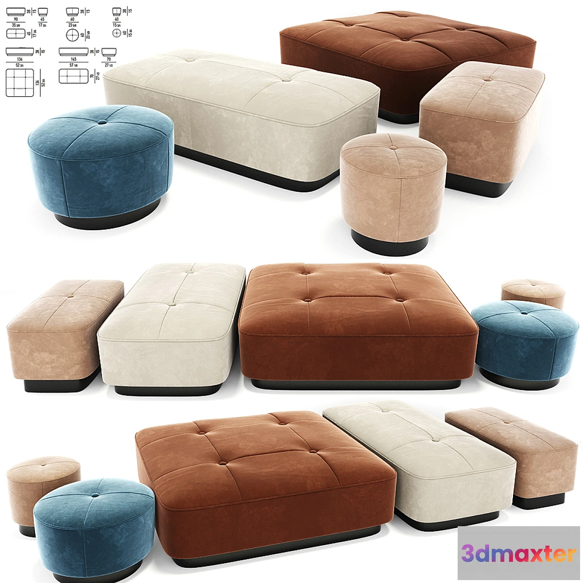 735123 - Minotti Jacques Poufs Set - No.3