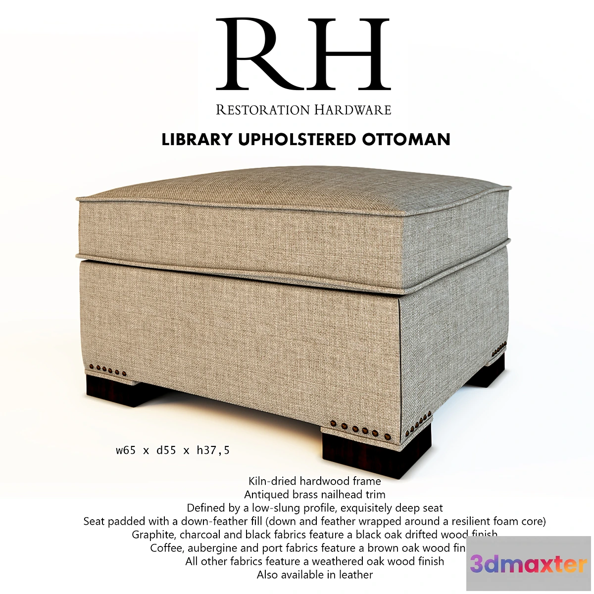 818050 - RH LIBRARY UPHOLSTERED OTTOMAN - No.2