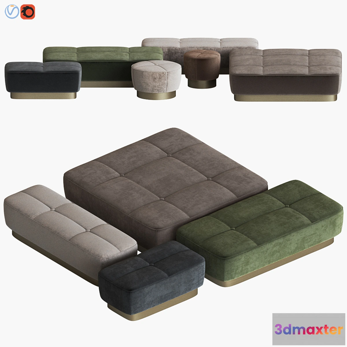 833956 - Minotti Jacques Pouf Set - No.4