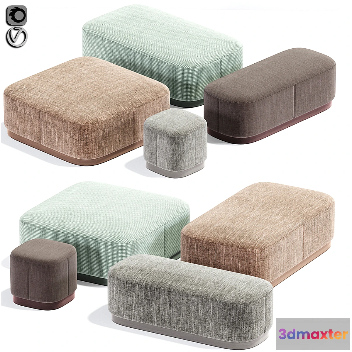 833980 - Modern Pouf Set 02 Fabric - No.3