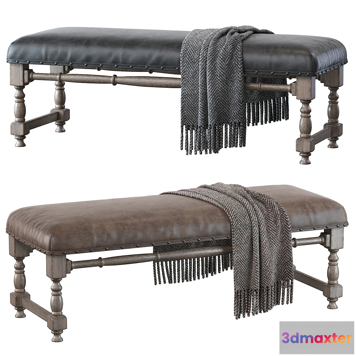 866805 - Light Gray Upholstered Accent Bench - No.4