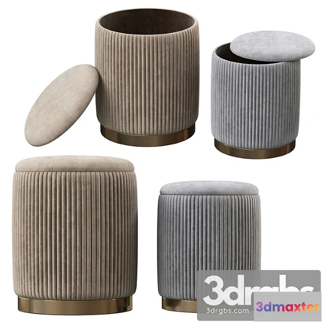 954434 - Channeled Gray Storage Ottomans Set of 2