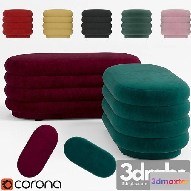 954740 - Ferm Living Velour Pouf Oval