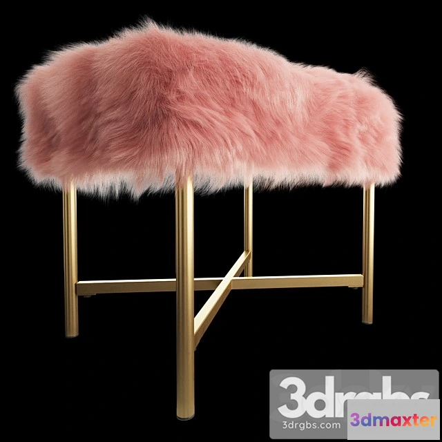 954906 - HomePop Decorative Faux Fur Square Ottoman