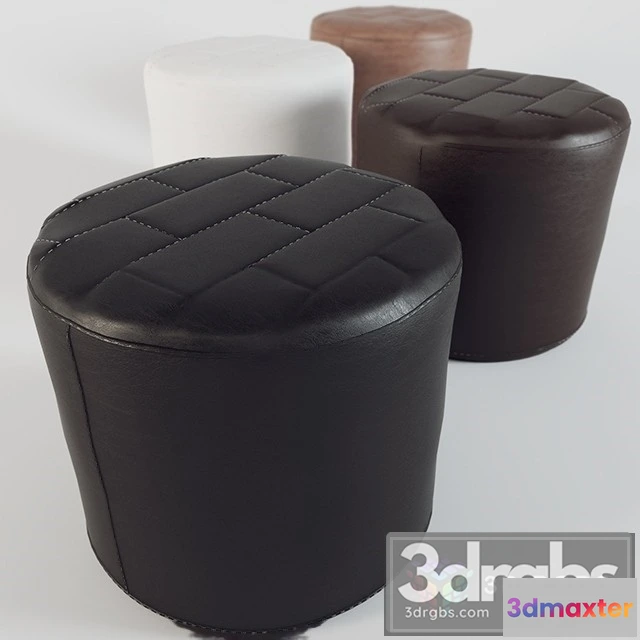 955042 - Leather Black Pouf