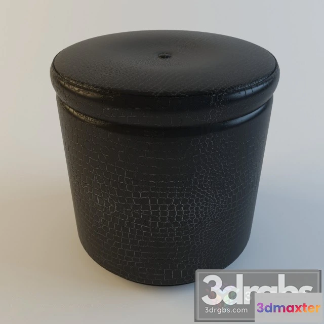 955048 - Leather Gray Pouf