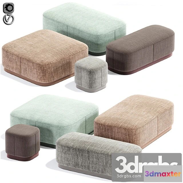 955230 - Modern pouf set 02 fabric 2