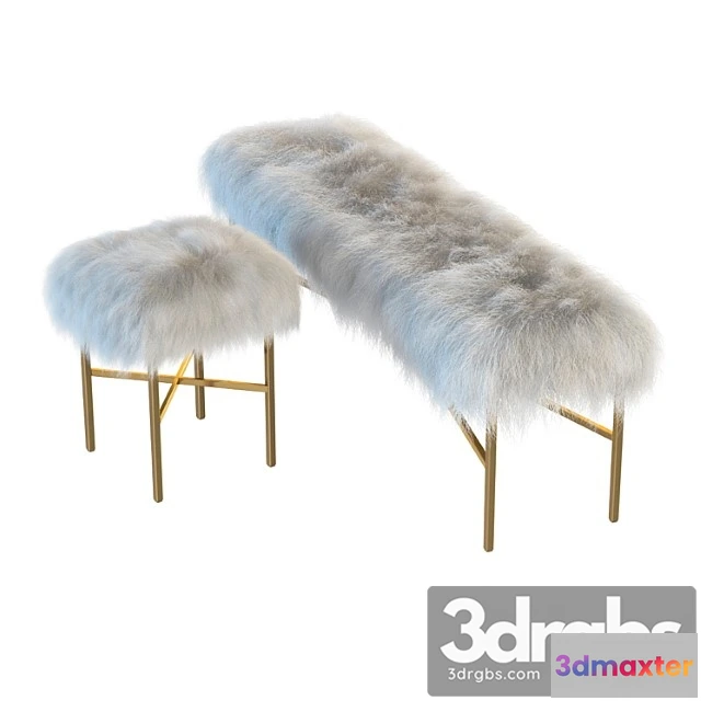 955248 - Mongolian Lamb Chair And Bench