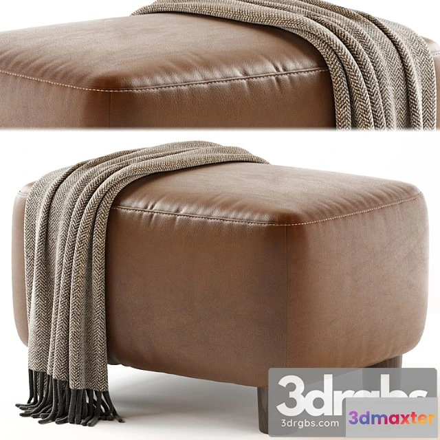 955940 - Teddy Leather Club Ottoman Sesame