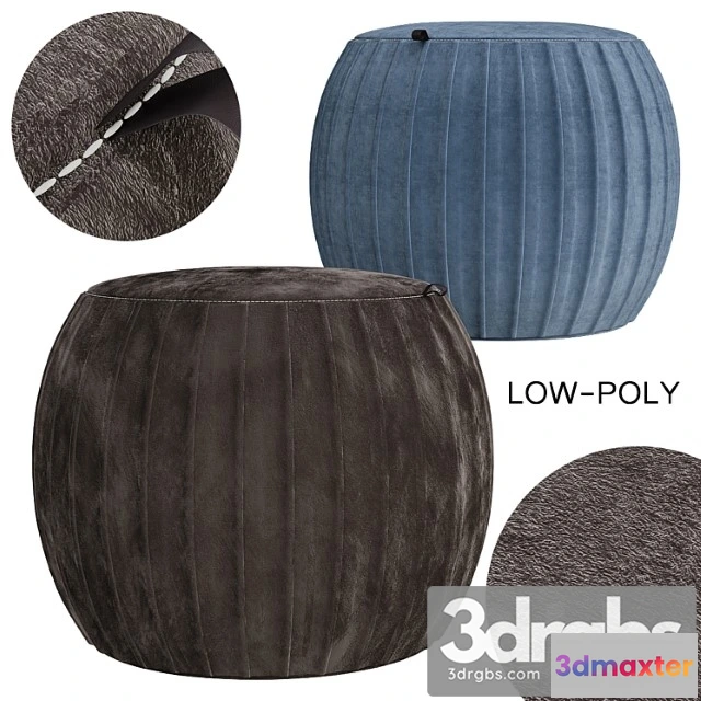 956018 - Velvet pleated round pouf ottoman 2