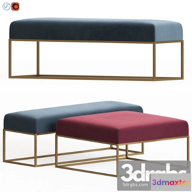 956062 - Westelm Box Frame Upholstered Bench Ottoman