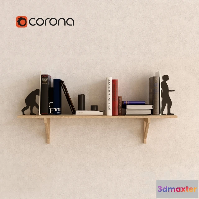 1095328 - Wood shelf with books Set - 228885