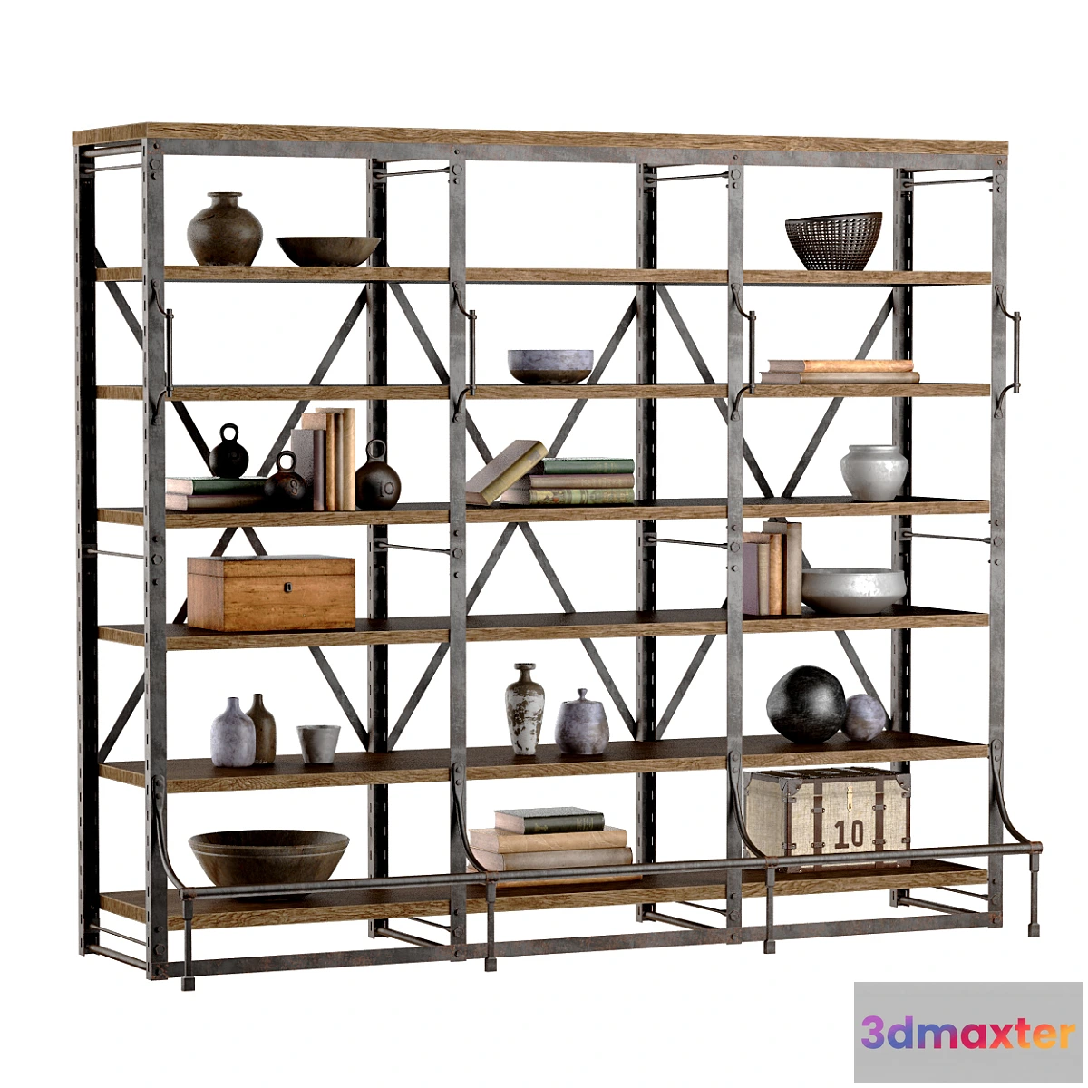 1287508 - FRENCH LIBRARY WIDE RACK II 3D Max