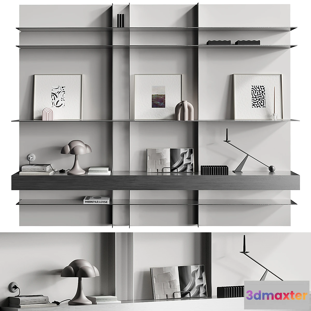 1306217 - Metallic shelf with 101 cph decor 012 3D Max