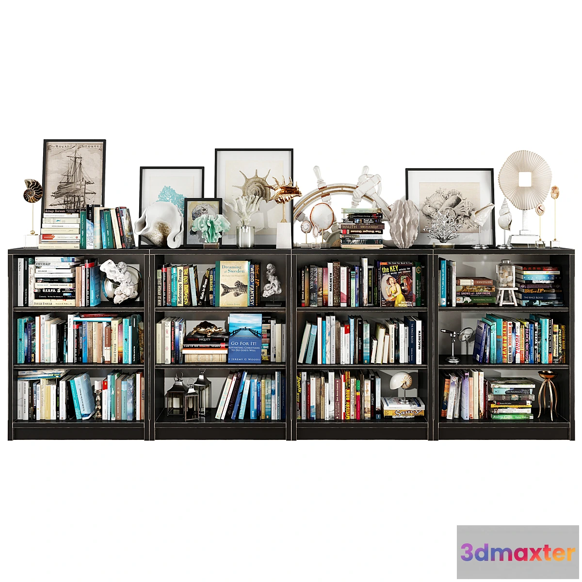 1320944 - Dark bookshelf set 3D Max