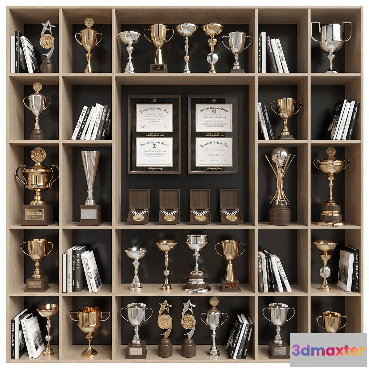 1355279 - Rack with awards and books - No.2 3D Max