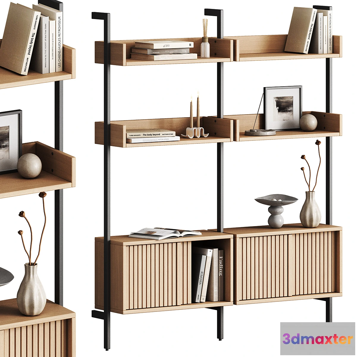 1430112 - Dennett modular shelving unit with decor 3D Max