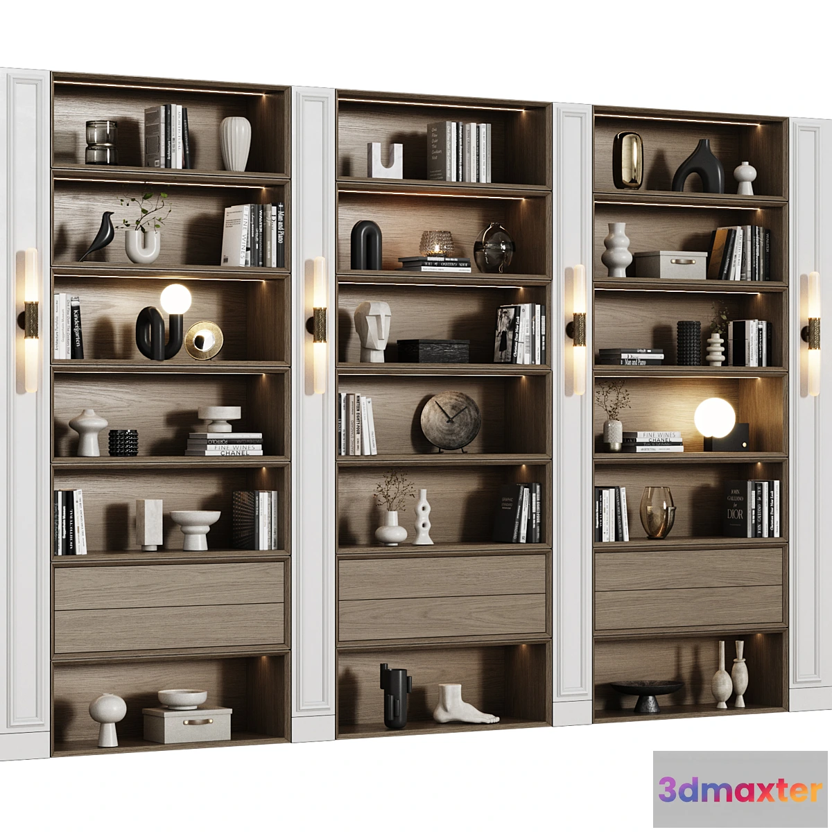 1442260 - Neoclassical modular shelving unit 01 3D Max