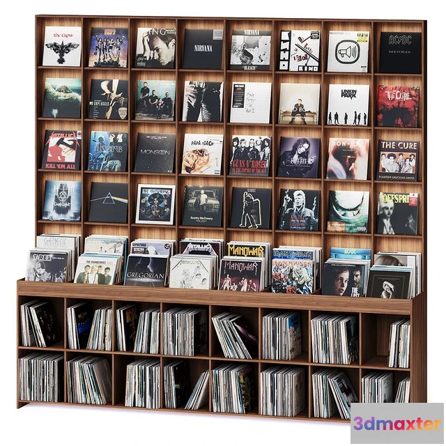 1550175 - Rack with vinyl records for home or store 3D Max