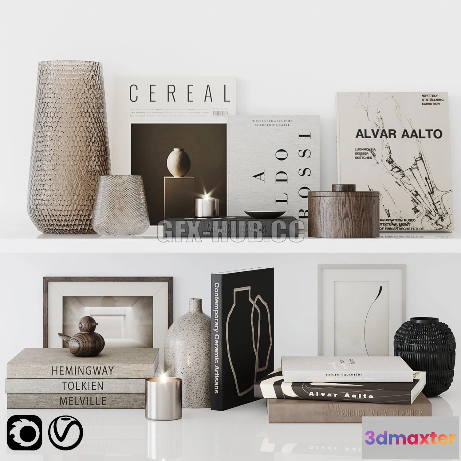 1565694 - Decor 14 with books 3D Max