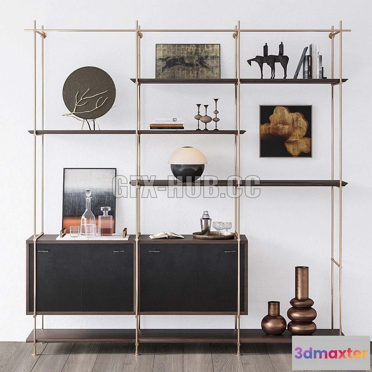 1565734 - Amuneal 3 Bay Collector’s Shelving Unit 3D Max