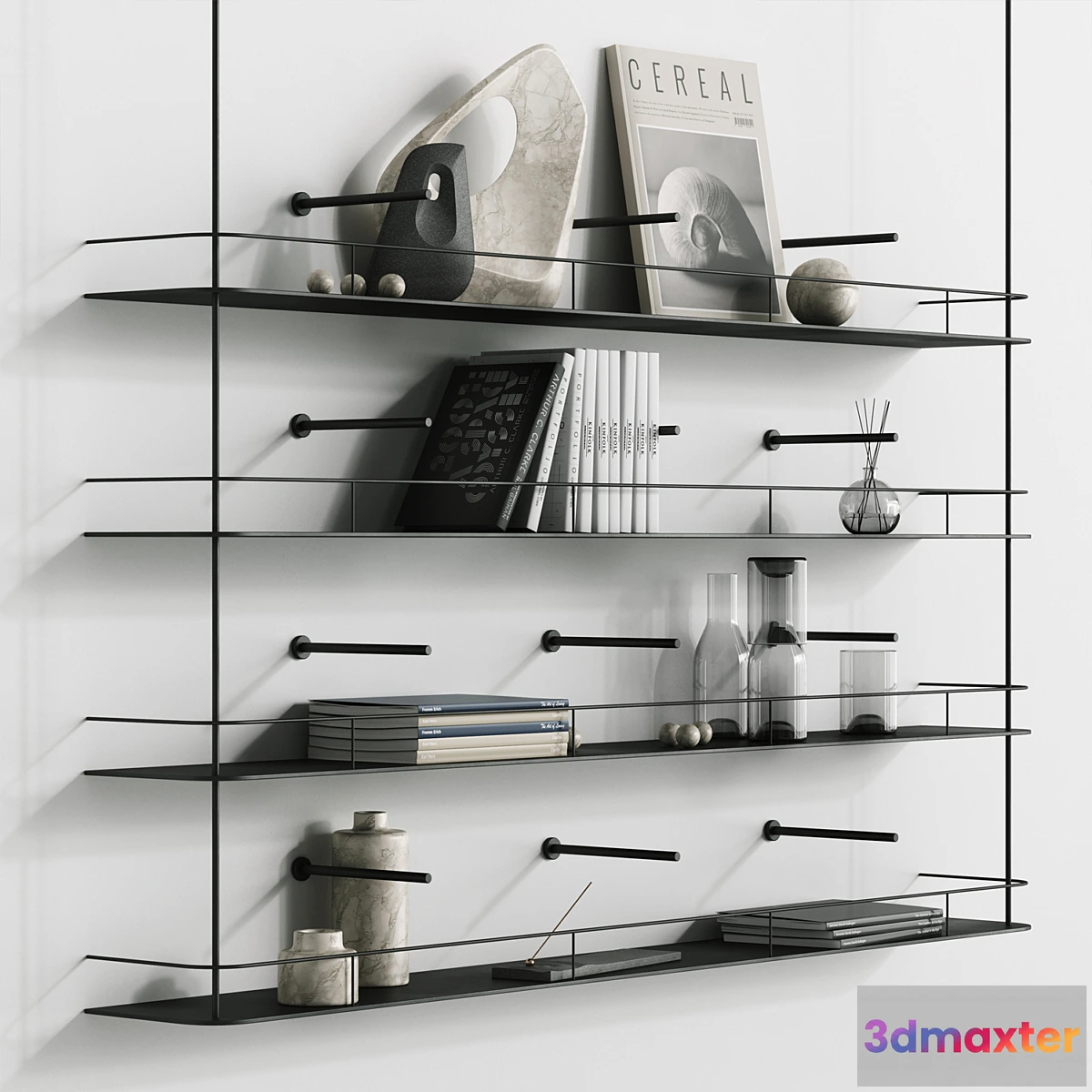 611733 - Metal minimalistic bookshelf with decor