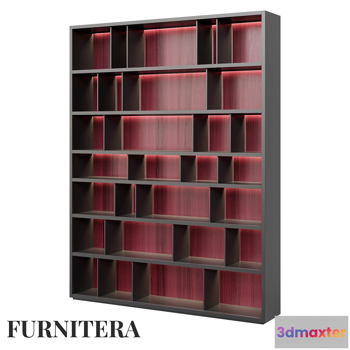761687 - Shelving unit Teon in amaranth veneer