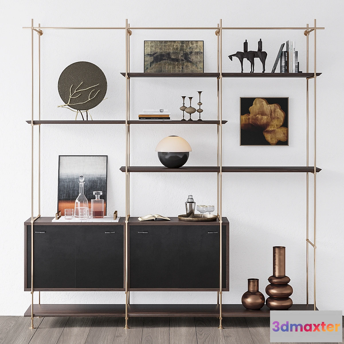 852853 - Amuneal 3 Bay Collector’s Shelving Unit - No.3