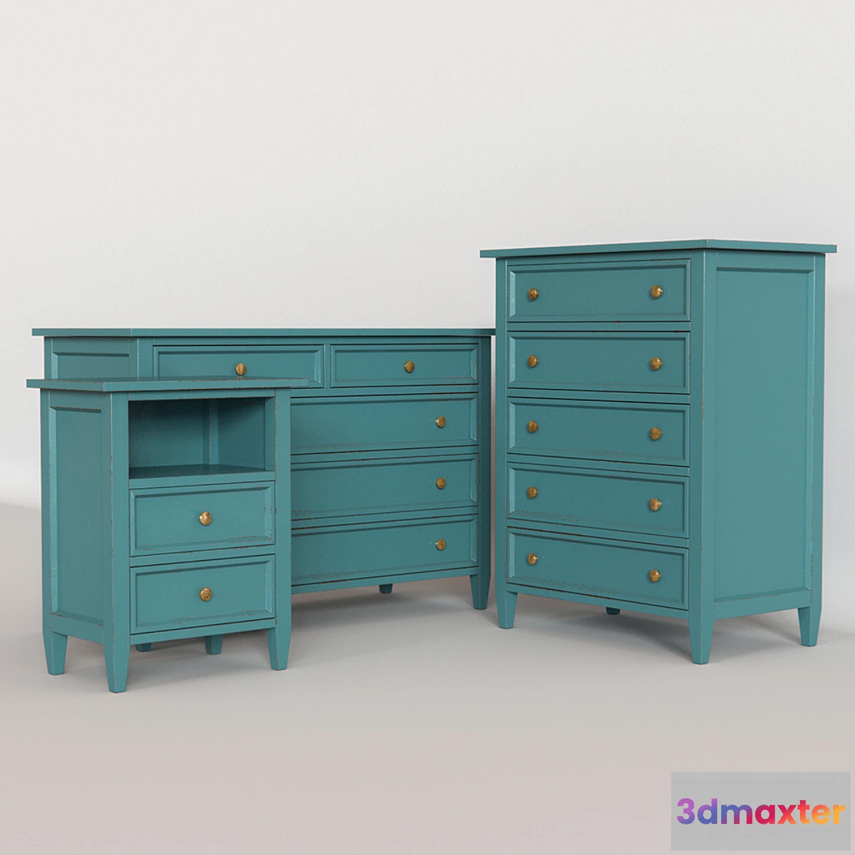 1280534 - Crate & Barrel Harbor Blue Chest Dresser Nightstand. 3D Max