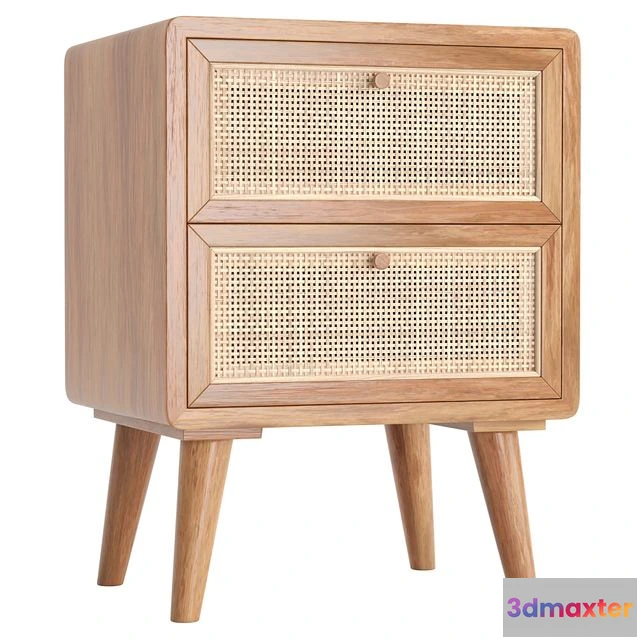 1542885 - Japandi Natural Rattan Nightstand 3D Max