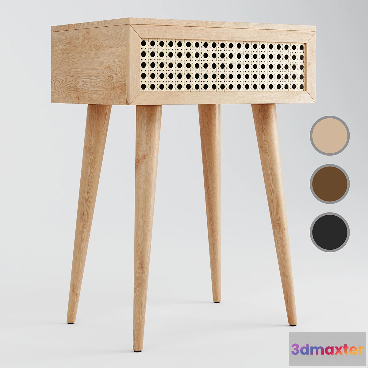 542111 - Light Oak Daintree Rattan Bedside Table