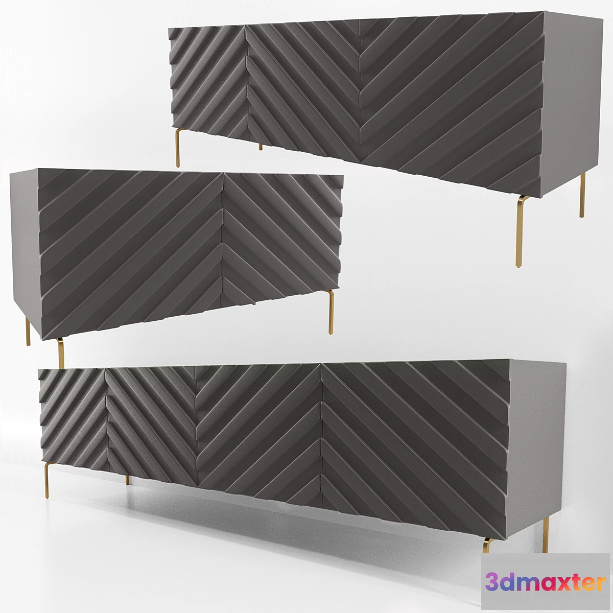 558613 - Decorative Chevron Console Anthrazit
