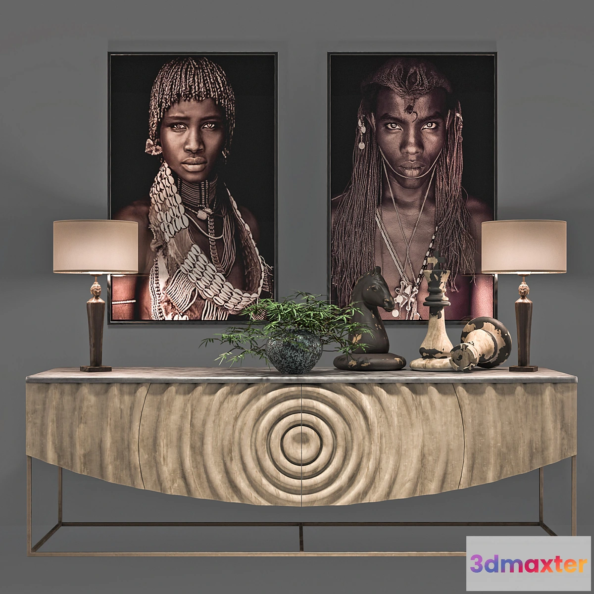 609557 - African Decoration Console Set