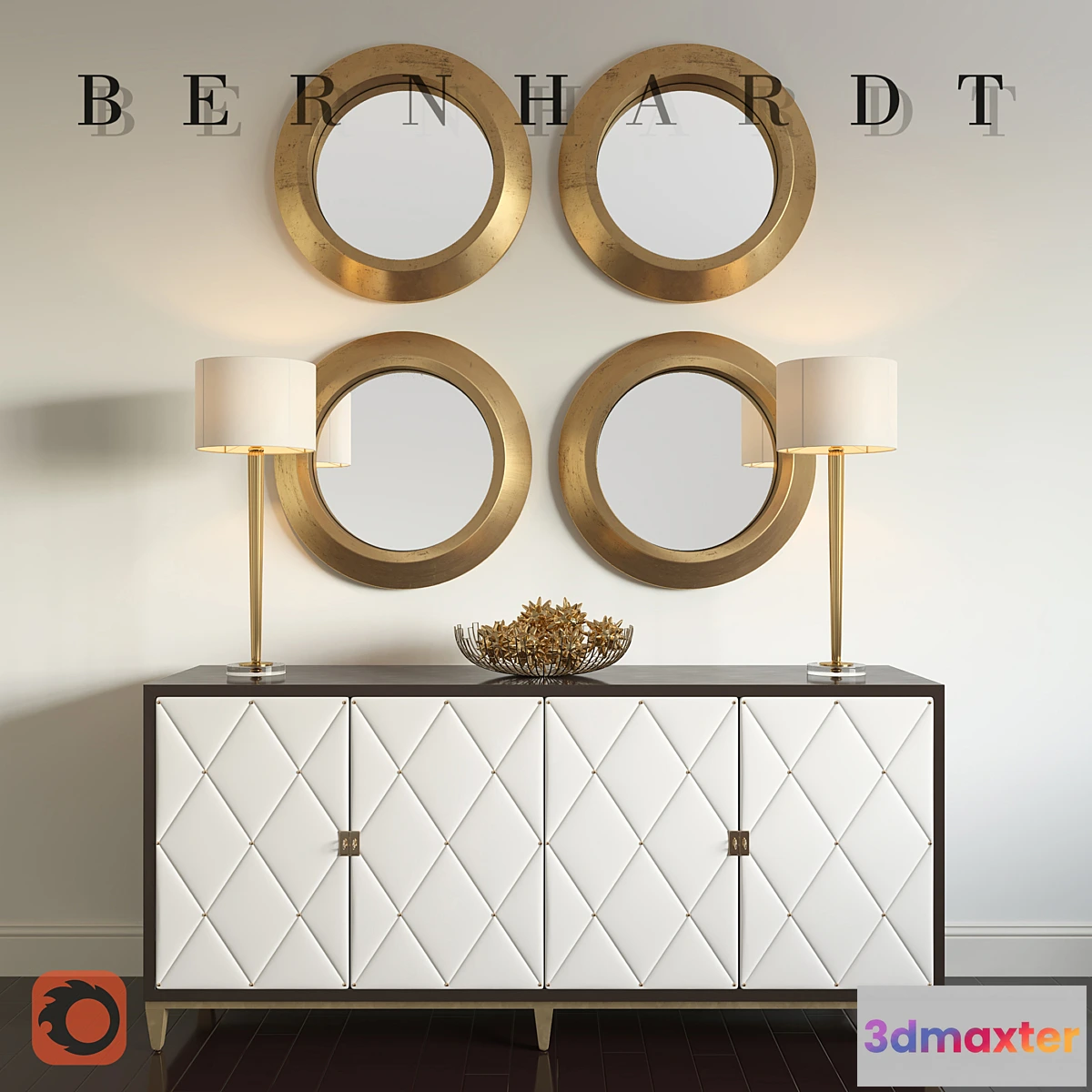 670265 - Bernhardt Jet Set Buffet &Jet Set Round Mirror