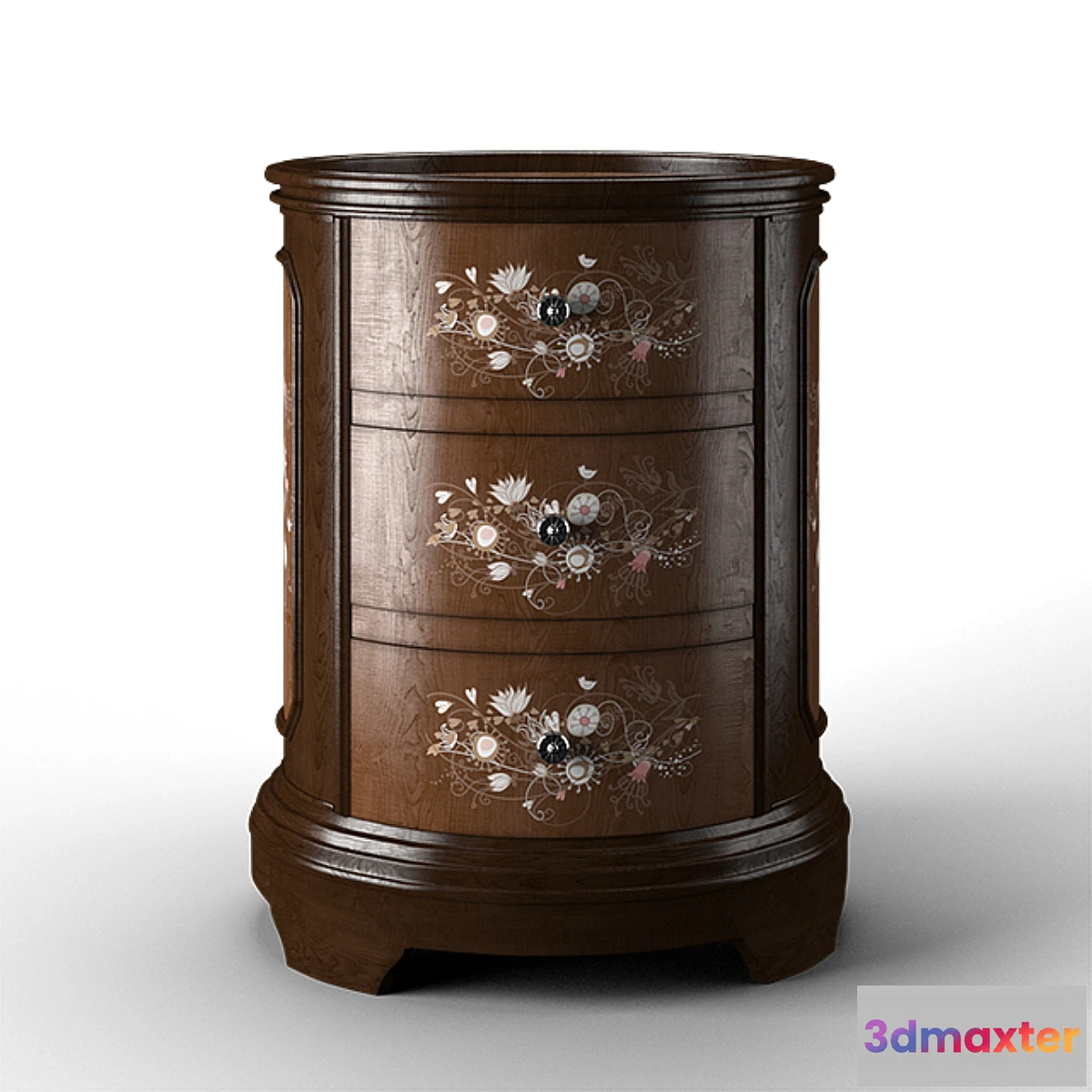 746489 - Jabbawy 3 Drawer Hand Painted Oval Tray Chest - No.2