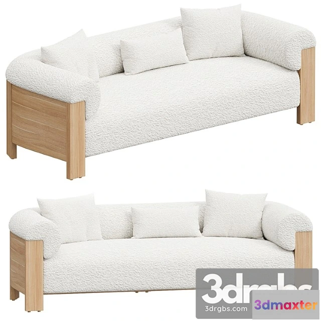 1035364 - Eldon three seater sofa, oak, boucle