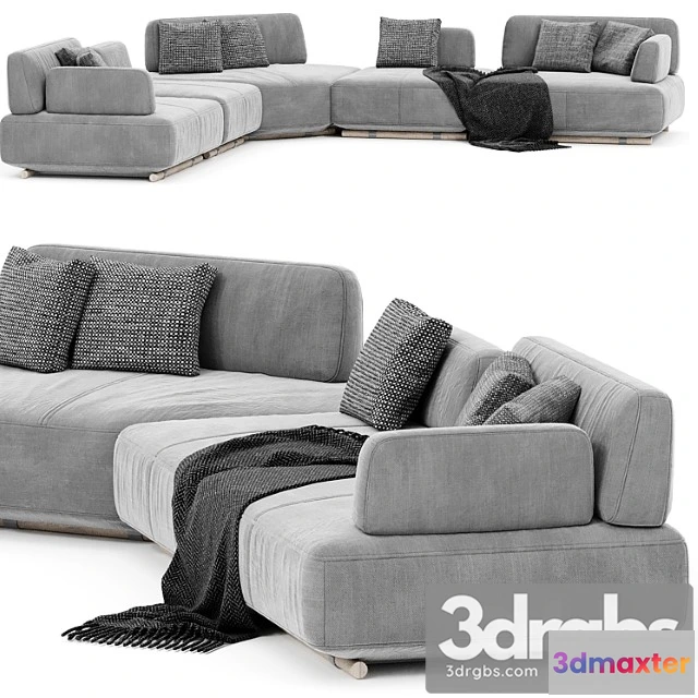 1036292 - Natuzzi italia cava sectional upholstered sofa